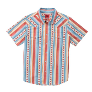 Colorful striped shirt with a pattern on a white background