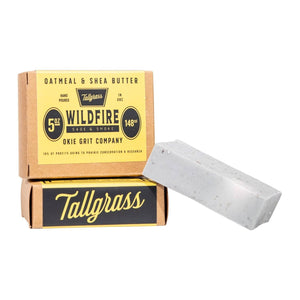 Tallgrass Wildfire product packaging with a bar of soap on a white background