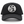 A black trucker hat with a curved brim, black mesh back panels, and a circular black-and-white graphic on the front featuring a cowboy skull illustration.