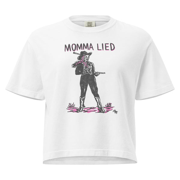 Momma Lied Women’s Heavyweight Boxy Tee
