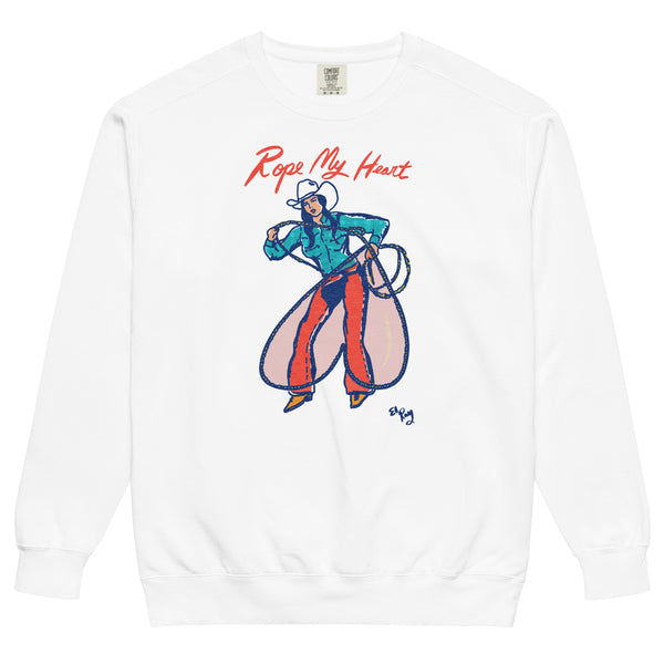 Rope My Heart Garment-Dyed Sweatshirt (White)