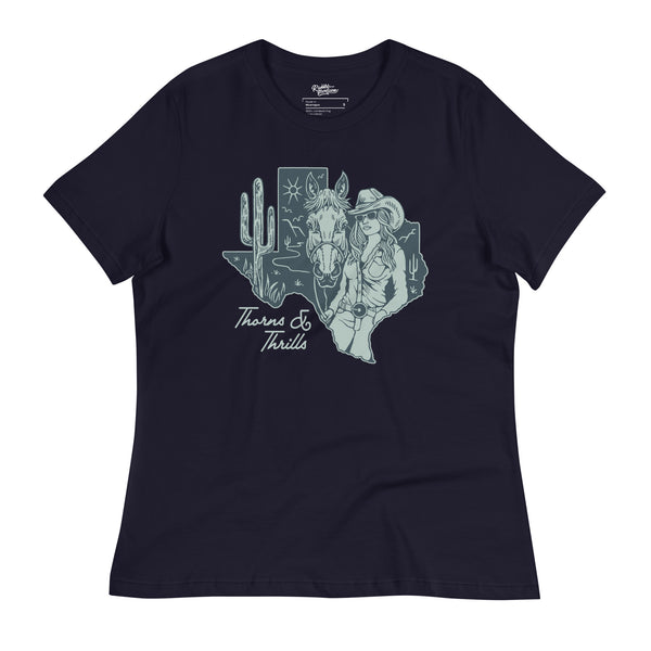 Thorns & Thrills Women's Relaxed Tee (Navy)