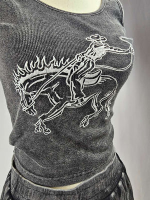 Bronc Bustin 2-Piece Skort Set – Charcoal