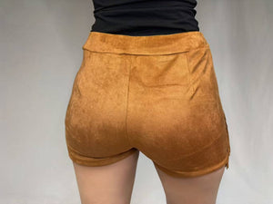 Suede Fringe Shorts – Brown